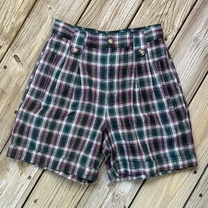 Palmetto's Women's Vintage Preppy Plaid High Waisted Shorts Size 26" Waist
